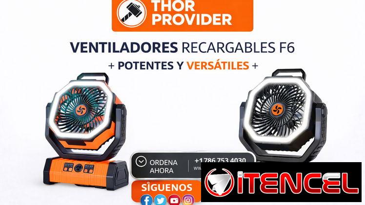 Ventilador Recargable F6 20000mAh con Linterna LED y Control Remoto | ThorProvider.com