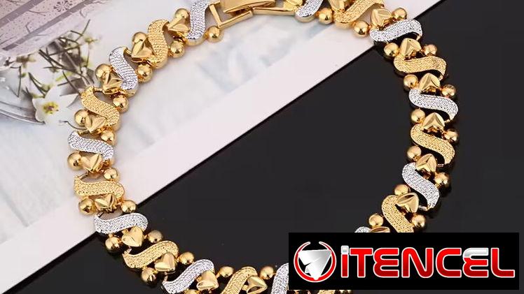 Manilla de mujer chapada en oro de 24 k, elegante para uso diario