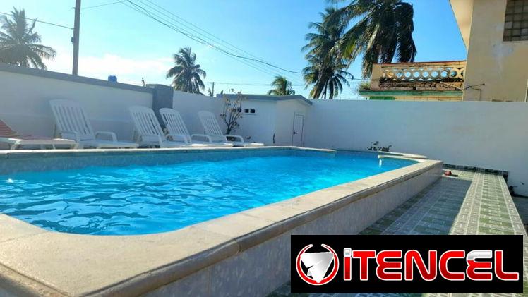 Renta casa con piscina y mesa de billar en Playa Boca Ciega 🌊 1/2 cuadra del mar ,+53 52463651 ,L