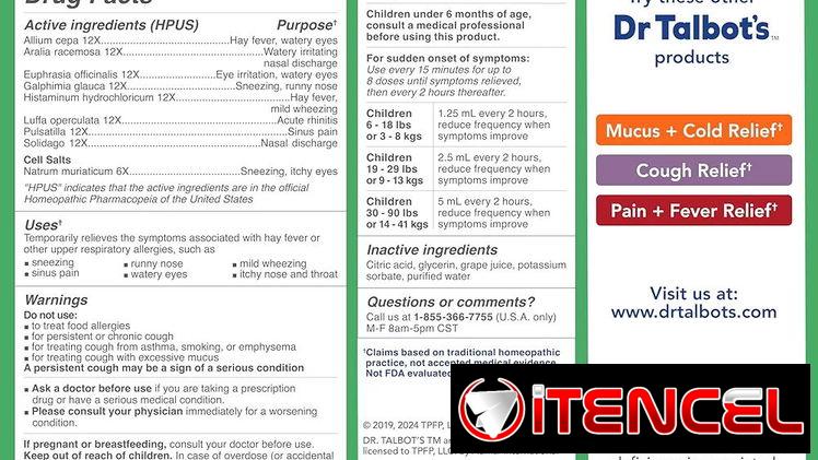 Dr. Talbot’s – Medicina homeopática para aliviar alergias en bebés más 6 meses