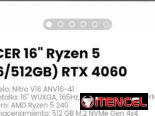 ACER 16″ Ryzen 5 (16/512GB) RTX 4060. Modelo: Nitro V16 ANV16-41. Nueva con garantía