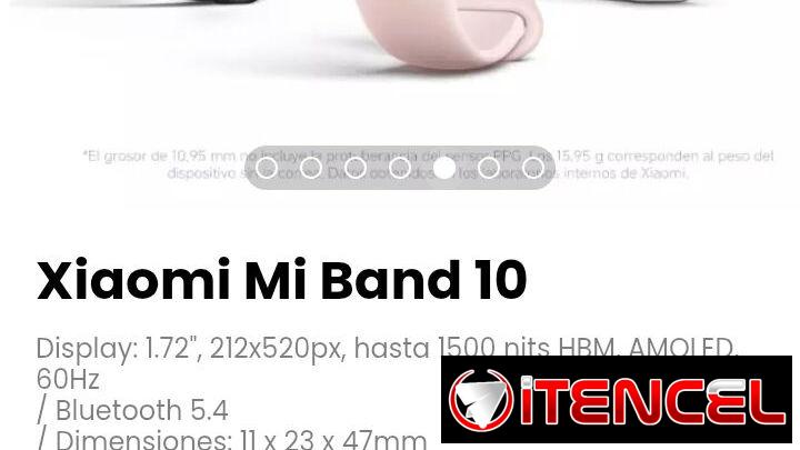 Xiaomi Mi Band 10. Versión global. En blanco, rosa y negro