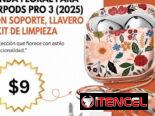 Funda floral para AirPods Pro 3 (2025) con soporte, llavero y kit de limpieza Peonia Blanca | videojuegoshabana.com