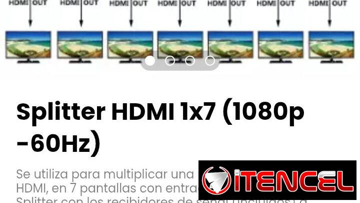Splitter HDMI 1×7 (1080p -60Hz) Se utiliza para multiplicar una misma señal con salida HDMI, en 7 pantallas