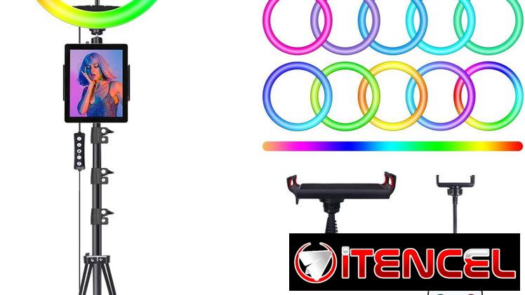 * Anillo de luz para selfie de 10″ con trípode de 73″ y 1 soporte para teléfono.