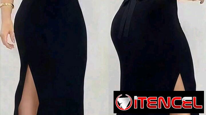 VESTIDO NEGRO LARGO ESPALDA AFUERA TALLA M