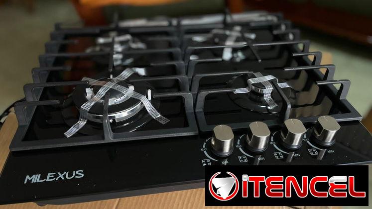 Cocina de Gas Milexus 4 Quemadores Empotrada con magneto, color negro superficie de cristal templado $250 USD transporte