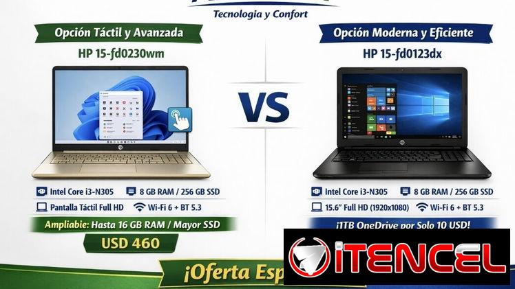 Laptops HP 15 Pulgadas 8gb ram + 256 gb ssd, Ampliarle hasta un 1TB y 16 Gb Ram