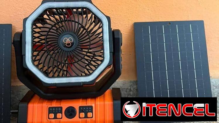 Ventilador recargable F6 con panel solar