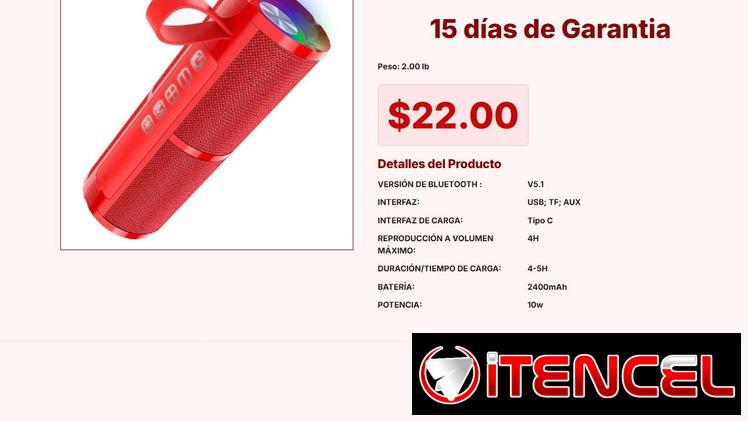 Bocina Bluetooth 1Hora BOC060: La Bocina más Vendida por $22.00 VPT#-0042