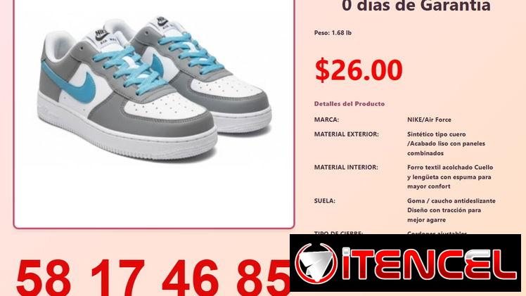 TENIS NIKE AIR FORCE  GRIS CON BLANCO Y AZUL