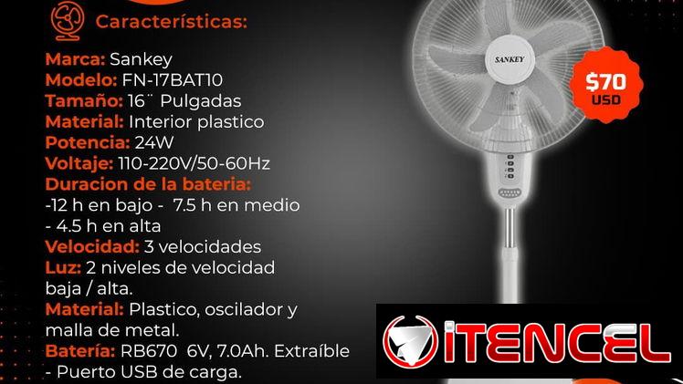 💲70 USD 💲VENTILADOR RECARGABLE SANKEY 16″. MENSAJERÍA CON FACTURA Y GARANTÍA. TLF 54833699