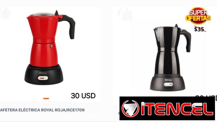 CAFETERA ELÉCTRICA ROYAL ROJA Y NEGRA 30 USD