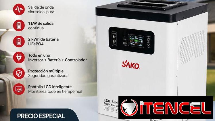 ⚡ Sistema Solar Todo en Uno BATERÍA + INVERSOR SAKO 1kW / 2kWh ⚡