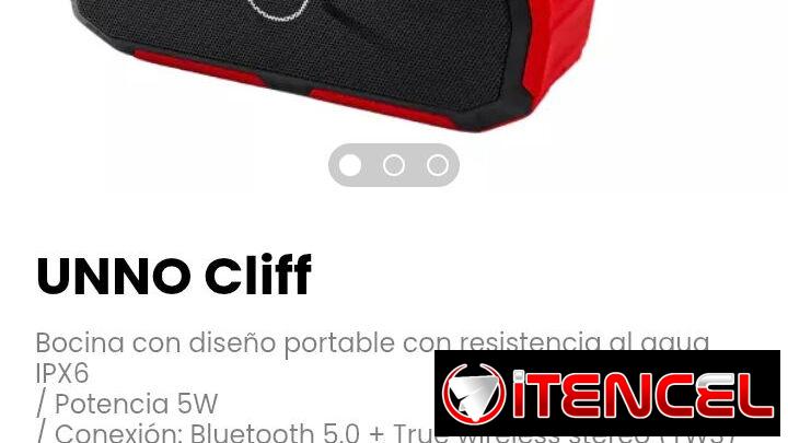 Bocina con diseño portable con resistencia al agua IPX6. UNNO Cliff