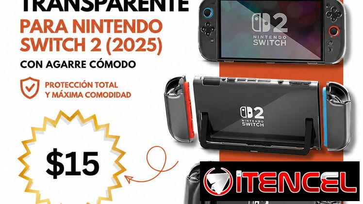 Funda transparente para Nintendo Switch 2 (2025) con agarre cómodo | videojuegoshabana.com
