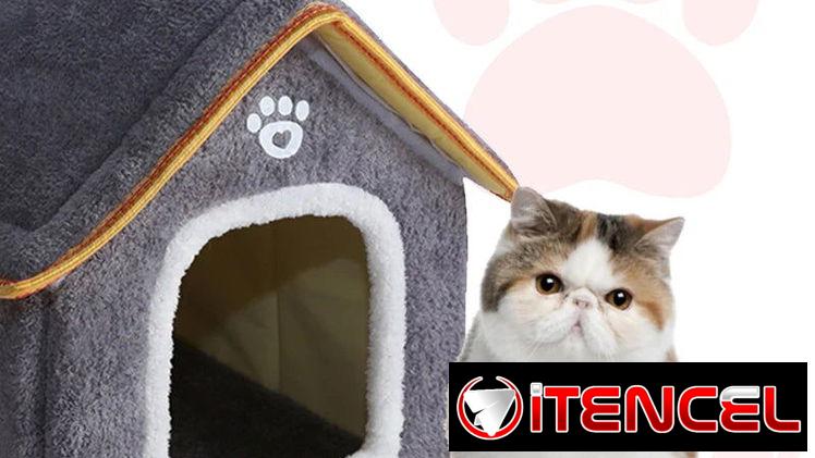 Casa para mascotas, Lavable, Material Duradero, Fácil de limpiar, Apta para Gatos y Perros.