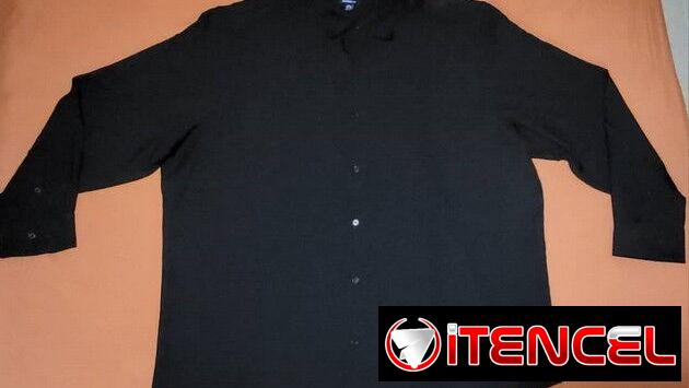 CAMISA NEGRA PARA HOMBRES GRANDES U OBESOS DE MANGAS LARGAS TALLA 3XL