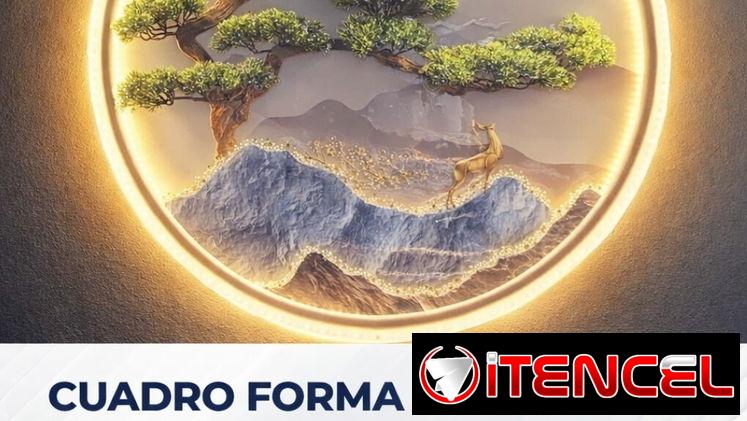 Cuadro redondo 3d con led de 80 cm new