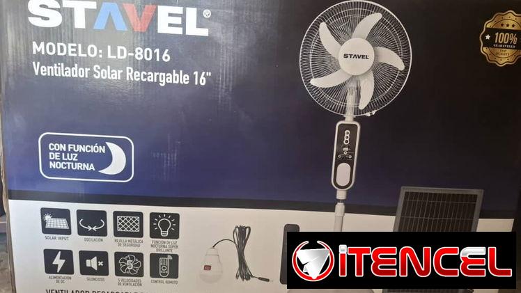 🔆 Ventilador Recargable de 16 pulgadas. Marca: STAVEL, LD-8016. Batería: LiFePO4, 7200 mAh. Potencia 26W.