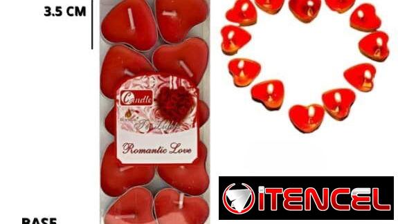Velas rojas en forma de corazón