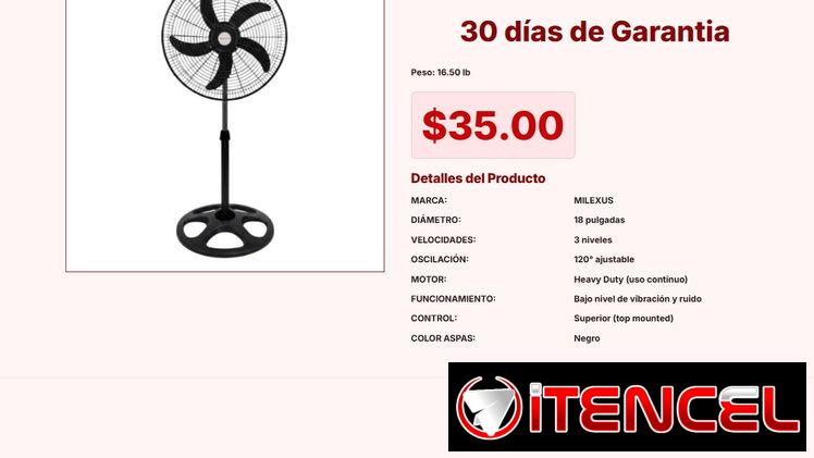 VENTILADOR DE PEDESTAL 18″ MILEXUS VPT#-0336