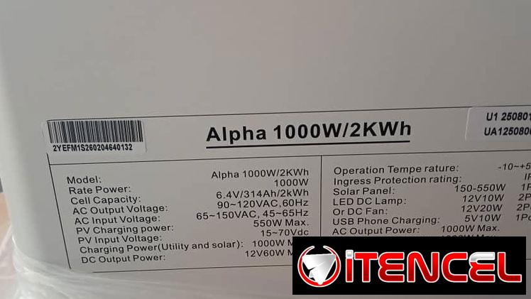 Todo en uno Saco Batería de 2Kw Inversor de 1000W