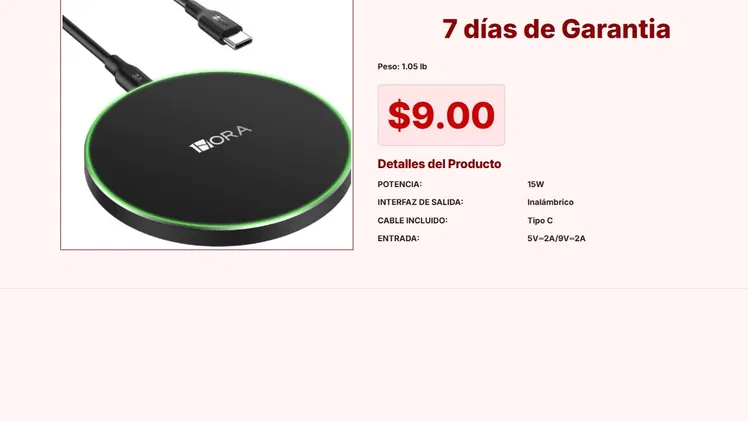 Cargador 1Hora GAR151: Carga Rápida 15W con Puerto Tipo C por $9.00 VPT#-0071