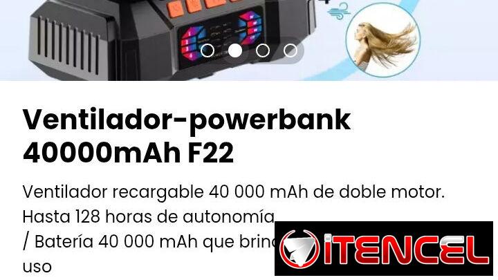 Ventilador-powerbank 40000mAh F22. Nuevo