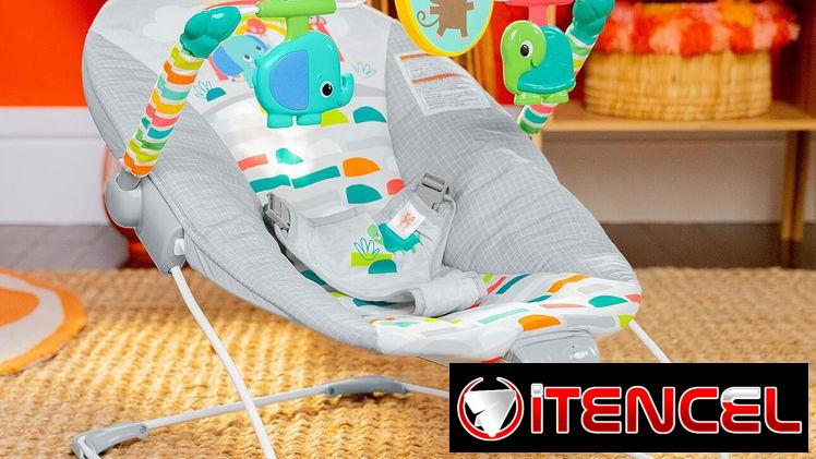 Asiento mesedor para bebé con vibración relajante y juguetes. Mesedora para bebé. 2x Baterías recargables incluidas