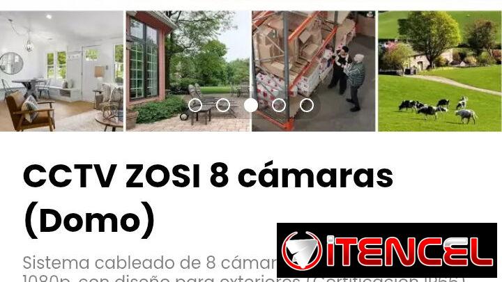 CCTV ZOSI 8 cámaras (Domo). 8 cámaras resolución Full HD 1080P. Slot para disco (DISCO INTERNO NO INCLUIDO). Nuevo