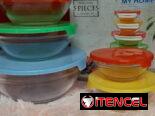 🔮Set de bowls  con diseño de cristal. Compuesto por 5 recipientes de diferentes tamaños