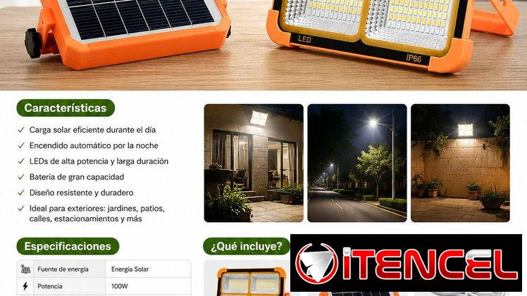 Lámpara recargable con panel incluido