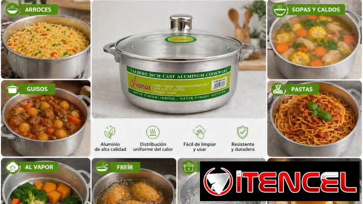 Olla de aluminio con tapa 🍲🔥 Precio: 27 USD Ideal para cocinar en casa con comodidad y eficiencia.📞56249037