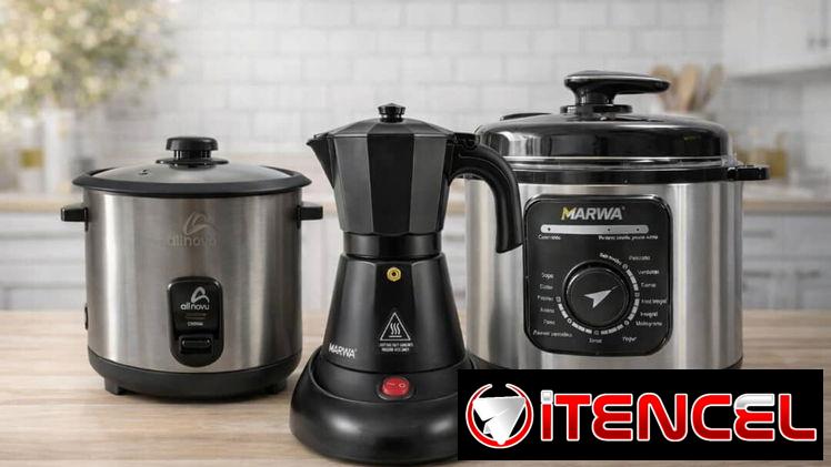 Olla Reyna MARWA 6L (90 minutos) + Arrocera All Novu 2.2L + Cafetera Eléctrica de 3 a 6 tazas MARWA