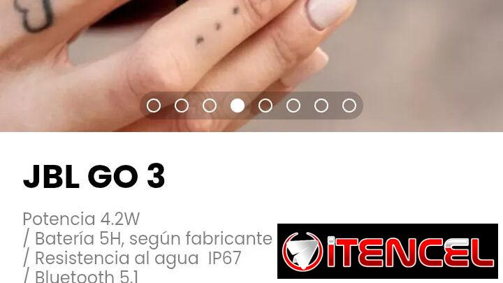 JBL GO 3. Potencia 4.2W. Batería 5H, según fabricante. Nuevo