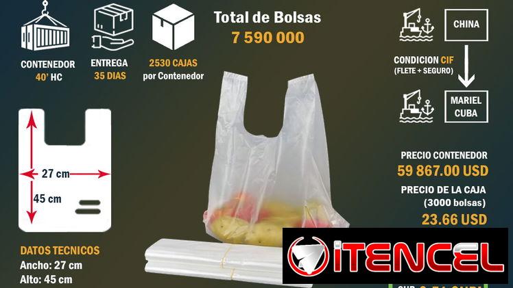 •••Oferta de IMPORTACION•••  CONTENEDOR DE BOLSAS PLASTICAS ESTILO T-Shirt( Camiseta)