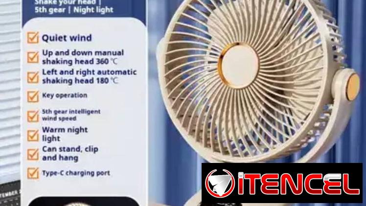Ventilador Grande de 12 Pulgadas, Ventilador Portátil Mejorado de Escritorio con 5000mAh y Oscilación Automática de 135°