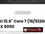 MSI 15.6″ Core 7 (16/512GB) RTX 5050 Modelo: MSI Cyborg 15 B2RWFKG