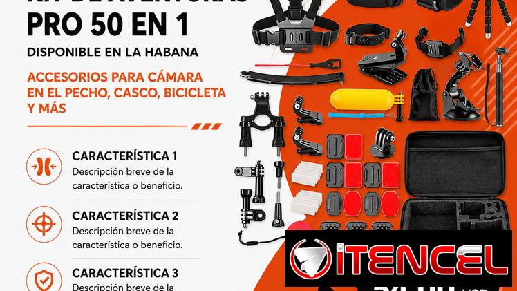 Kit de Aventuras Pro 50 en 1 para Cámara Deportiva | Accesorios GoPro en La Habana