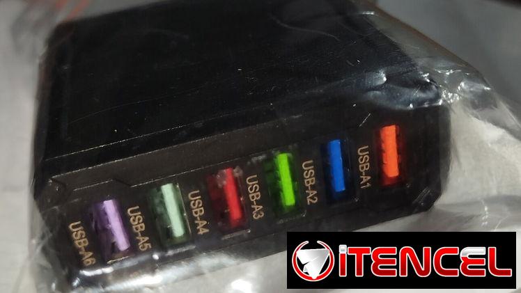 Multicargador negro de 6 puertos USB 3.0