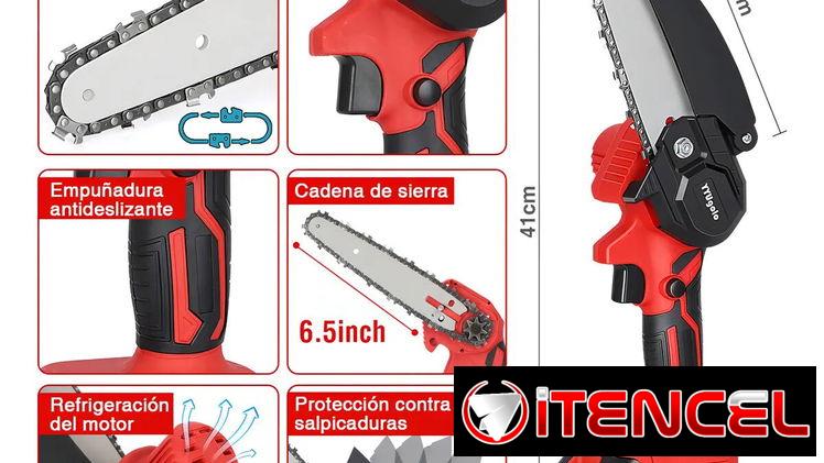 Mini Motosierra Yyugolo Yyu-me19 Inalámbrica Portátil con 2 Baterías