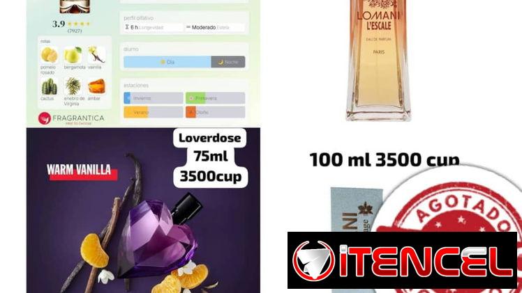 Perfumes disponibles por unidad y cantidad