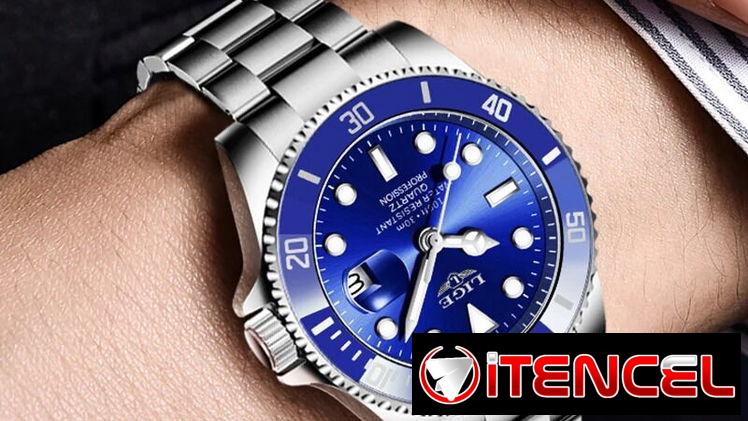 Reloj Hombre LIGE Acero Inoxidable Homenaje Rolex Submariner NUEVO Esfera Azul Resistente al Agua CALIDAD