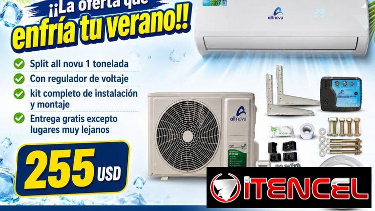 Split de 1 tonelada marca allnovu con kit de instalación