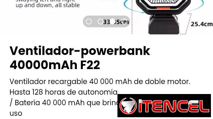 Ventilador-powerbank 40000mAh F22. Nuevo