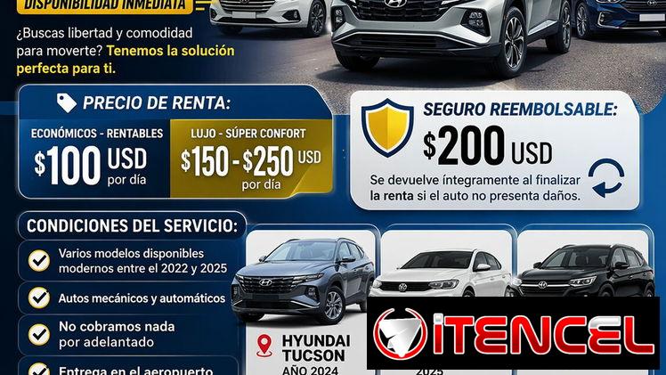 S26.Recibe tu auto en el aeropuerto sin pagar adelanto. Maneja cómodo desde $100/día. Reserva ahora por WhatsApp