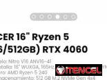 ACER 16″ Ryzen 5 (16/512GB) RTX 4060. Modelo: Nitro V16 ANV16-41. Nueva con garantía