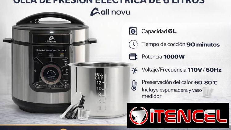 Olla de presión eléctrica de 6 litros analógica con caldero de acero inoxidable de exelente calidad