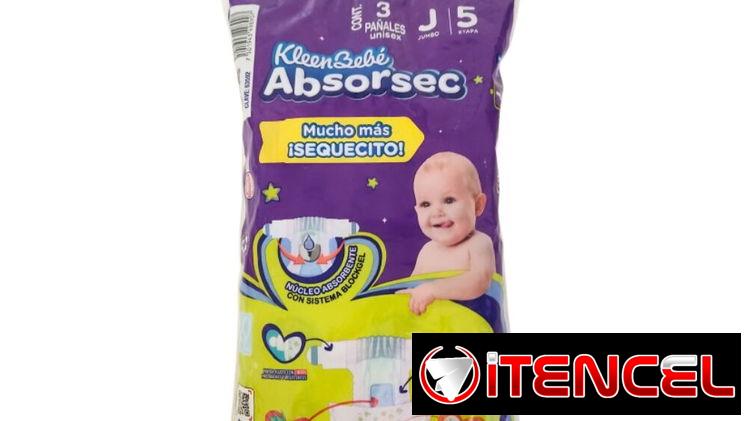 Culeros o Pañales unisex – J5 – Absorsec Kleen Bebé (3 U), Toallitas húmedas